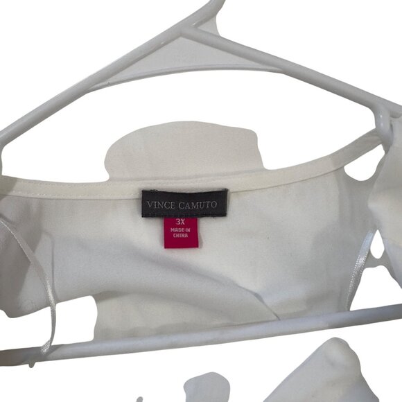 Vince Camuto Womens White V-Neck Blouse With Flutter Sleeves Size 3X Polyester - Picture 10 of 13